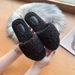 X Autumn Winter New Simple Lamb Wool One-Word Indoor Warm Home Slippers For Women_vogvips.com