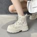 Women's Yellow With Hollow Design, 2024 New Model Genuine Leather Women's Boots, Hollow-Out Height-Increasing Martin_vogvips.com