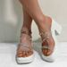 Fashion High-heeled Rhinestones Transparent Line With Slippers Women Large Size Waterproof Platform Platform Sandals Women_vogvips.com