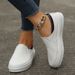 Large Size, Low Cut, Solid Flat Sole Single Shoes For Women's Hoodies, Color Blocking Lazy Skates_vogvips.com