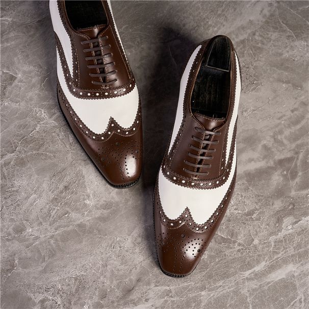 Men's Genuine Leather Brogue Oxford Shoes - Classic Wingtip Dress Shoes With Rubber Sole For Business & Formal Occasions_vogvips.com