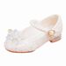 Girls Princess shoes White leather shoes spring and autumn new children's high heels with little girls host dress single shoes_vogvips.com
