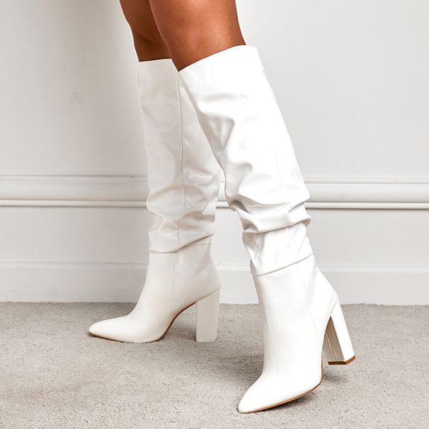 —Runway Show Same Style Pointed Toe Chunky Heel Over-the-Knee Boots For Women 2024 Winter New Women's Shoes_vogvips.com