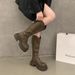 Plus Women's Shoes 41-43 Size Over-the-Knee V-Cut Long Autumn Winter Fashion Thick Sole Slim Hot Girl Black Riding Boots_vogvips.com