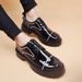 Euro Step Business Formal Patent Leather Shiny Lace-up Height Increasing Thick Sole Brogue Trendy Men's Work Shoes_vogvips.com