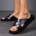 Men's Casual Slippers With Soft Soles Wearing Beach Shoes, Lightweight Comfortable For Home Use, Slip Resistant And_vogvips.com