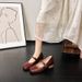 Super Soft Lambskin ~ Petite Height Increase 6cm Red Shallow Mouth Single For Women Ballet Mary Jane Granny Shoes_vogvips.com
