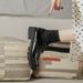 Women's Thick-Soled Height-Increasing Loafers, Fall 2026, Black Lace-Up Student Soft-Soled Versatile JK Mary Jane Chunky_vogvips.com