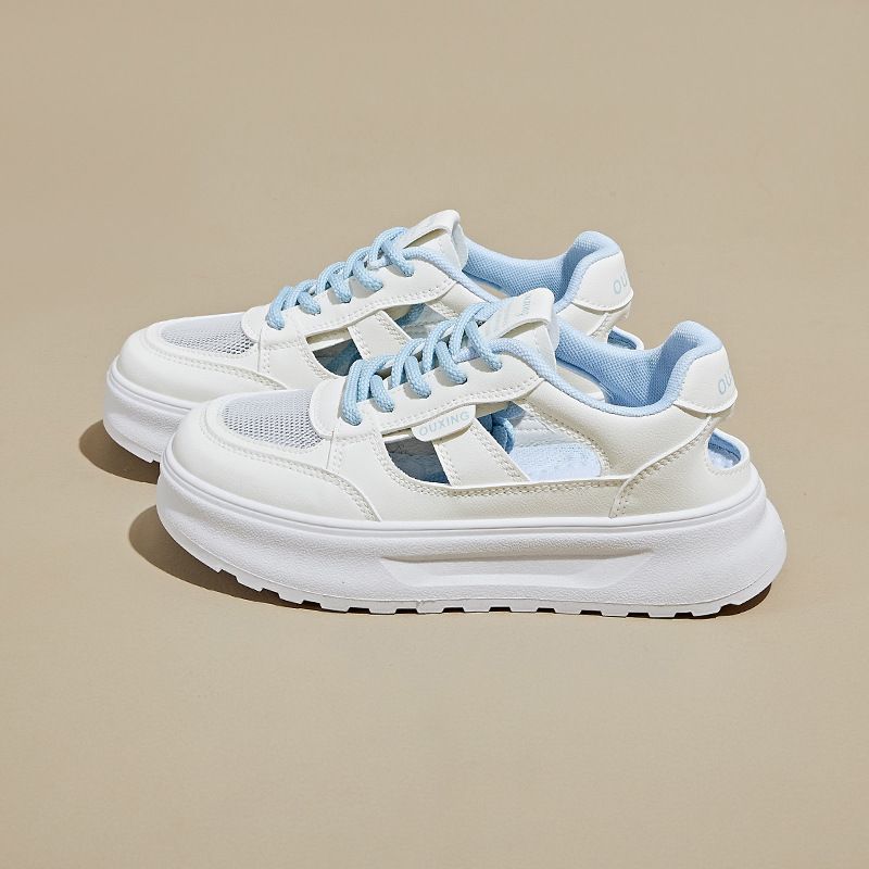 Little White Shoes Female Students Hollow Breathable Thick-soled Heightening Shoes Casual Board Shoes_vogvips.com