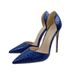 Size33-46 Women's Shoes Blue Snake Pattern High Heels 12CM Pointed Stiletto Hollow Women's Shoes Single Shoes_vogvips.com