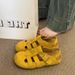 Mori Baotou Sandals For Women Wear Hollowed-out Half-slippers Woven Soft Flat-soled Pig Cage Shoes_vogvips.com