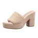Women's Shoes Women's Rope Wedge Thick Soled Sandals Braided Straw Rope One Line Summer Waterproof Platform High Heels_vogvips.com
