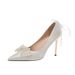 Women's Shoes satin stiletto bow rhinestone white high heels women's shoes wedding banquet wedding shoes bridesmaid shoes_vogvips.com