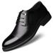 Men's Leather Perforated Breathable Summer Dress Shoes With Hidden Heel Black_vogvips.com