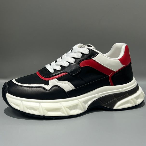 Sports 2024 Autumn New Lightweight Thick-Soled Height-Increasing Men's Genuine Leather Breathable Fabric Trendy Casual_vogvips.com