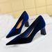 6188-9 Fashionable Simple Banquet High Coarse Heels Women's Suede West Velvet Shallow Mouth Pointed Single Shoes_vogvips.com