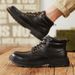 European Warm Series Autumn Winter New Martin Men Genuine Leather British Style High-top Cotton Height-increasing Fleece-lined Warm Short_vogvips.com