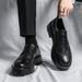 Men's Shoes Teenagers' Thick Soled Fashionable Men's Shoes, New Style Brogue Big Head Leather Shoes, Low Top Outdoor Lace Up Fashionable Casual Shoes_vogvips.com