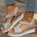 Large Size Women's Sandals Metal Buckle Decoration Rope Wedge Heel Light Bottom Fish Mouth Sandals_vogvips.com