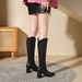 34-43 Large Size Shoes Pointed Toe Long Women's Autumn And Winter New Slimming V-Neck Over-the-Knee High Heels Riding_vogvips.com