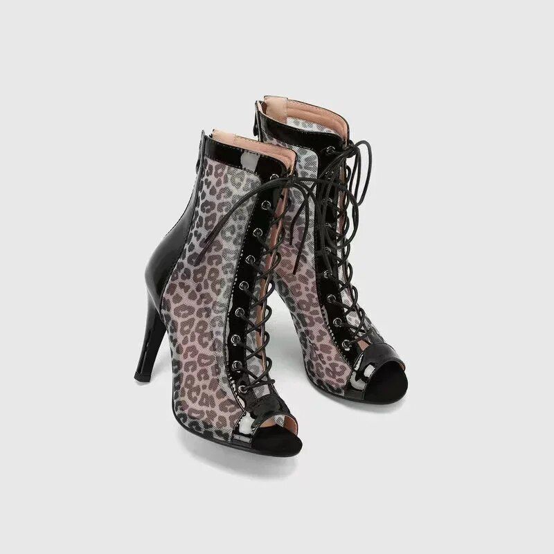 New Women Fashion Leopard Open High Heels Dancing Shoes Comfort Zipper Peep Toe Sexy Summer Sandals Woman S_vogvips.com