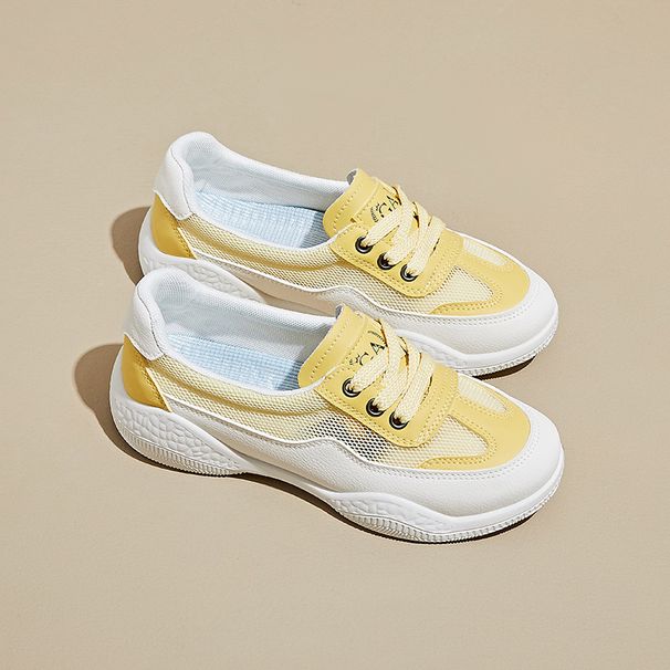 Little White Shoes Female Students Height-increasing Shoes Mesh Breathable Board Shoes Casual Street Shoes_vogvips.com