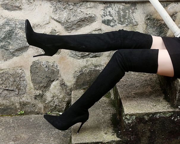 Size 37, 585g, New Elastic High Over-the-Knee 20 Sexy Women's Boots, Slimming Thin Heel Long Boots_vogvips.com