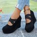 Women's Suede Low Cut Flats European American Style Plus Size Crosscut Elastic Band Platform Shoes Spring_vogvips.com