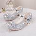High Heels Spring New Children's Princess Versatile Soft Sole Silver Crystal Little Girls' Performance Leather Shoes_vogvips.com