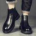 Chelsea Boots Men's Style One-pedal Polished Soft Leather Men's Boots Medium Top Short Boots Men's Shoes Martin Boots_vogvips.com