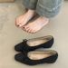 Single Shoe Women's 2025 New Versatile French Sweet Temperament Elegant Woolen Bow Warm Commuting Shoes_vogvips.com