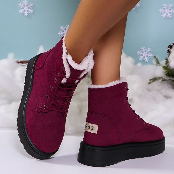 Women's Winter New Korean Style Thick-Soled Short Female Student Shoes Cotton With Fleece Warm Large Size Snow Boots For_vogvips.com