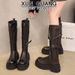 Genuine Leather Thick-Soled Over-the-Knee For Women 2025 Autumn Winter New Style Petite Height-Increasing Riding_vogvips.com