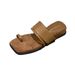 Wedge Brown French Style Toe Ring Fairy Shoes Outdoor 2025 Summer Vacation Roman Sandals_vogvips.com