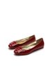 Women's French Classic Red Shoes Square Buckle Chunky Heel Shallow Mouth Round Toe Design Comfortable For Weddings_vogvips.com
