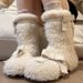 White Bowknot Furry Snow For Women 2025 Winter New Style Fleece-Lined Warm Short Boots Versatile Northeast Cotton Shoes_vogvips.com
