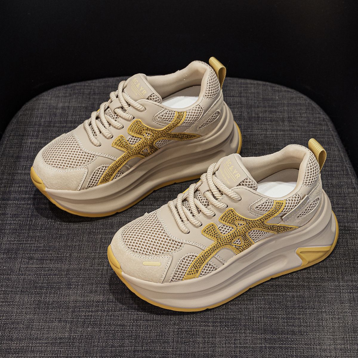 thick Soled Mesh Forrest Gump Casual Versatile Height Increasing Women S Shoes_vogvips.com