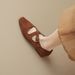 Pointed Single Shoes Women's Thick Heel Velvet Cross Buckle Retro Mary Jane Shoes Women's Shallow Mouth_vogvips.com