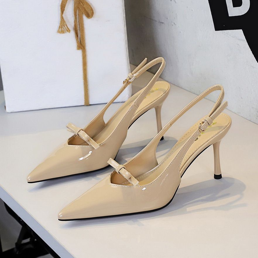 Elegant Bow Detail Stiletto Heels With Hollow Out Design Pointed Toe Women S Dress Shoes For Parties Special_vogvips.com