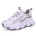 New Height Increasing Dad Women's Soft Sports Shoes, Mesh Breathable Thick Soled Travel White Shoes C63_vogvips.com
