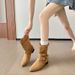 2024 New Matte Rivet Melad Chunky Heel Mid-Calf Western Cowboy Pointed Toe Wrinkled Slouch Boots For Women_vogvips.com