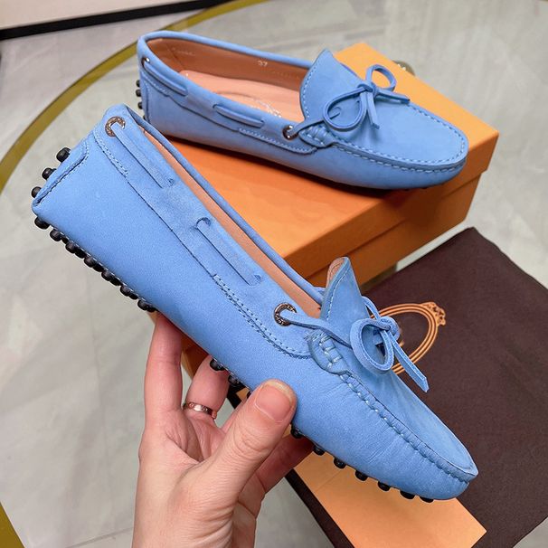 Dou TOD * Summer Versatile Small For Women Butterfly Knot Matte Leather Le Fu British Flat Single Shoes_vogvips.com