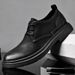 Euro Step Autumn British Style Men's Soft Leather Business Formal Breathable Lace-up Height-increasing Casual Office Shoes_vogvips.com