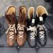 Cowhide Version~ Internal Height Increase Short Martin Petite Boxing Boots For Women, Versatile Suede Lace-up Ankle_vogvips.com