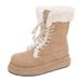 Plush Winter Snow Boots For Women – Fleece-Lined Mid-Calf Boots With Side Zipper & Non-Slip Sole_vogvips.com