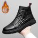 European Warm Series Martin High-top 2025 New Autumn Winter Fleece-lined Cotton British Mid-top Leather Shoes Men's Short Boots_vogvips.com