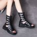 DRKANOL Brand 2026 Open Toe Genuine Leather Back Zipper Wedges Platform Gladiator Sandals Women Summer Cool Boots_vogvips.com