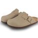 Kidmi Womens Suede Clogs Mens Leather Mules Cork Footbed Sandals With Arch Support Summer Beach Vacation Pool Slippers_vogvips.com