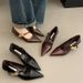 Xiaoxiangfeng Mary Jane Shallow Mouth Single Shoes Women's Autumn Pointed Head Evening Wind Flat Bottom With Small Leather Shoes_vogvips.com