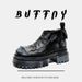 Thick-soled Heightening Derby Shoes Retro Punk Ruffian Handsome Locomotive Leather Shoes Short Boots_vogvips.com
